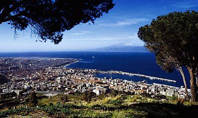 View of Reggio Calabria and Etna
